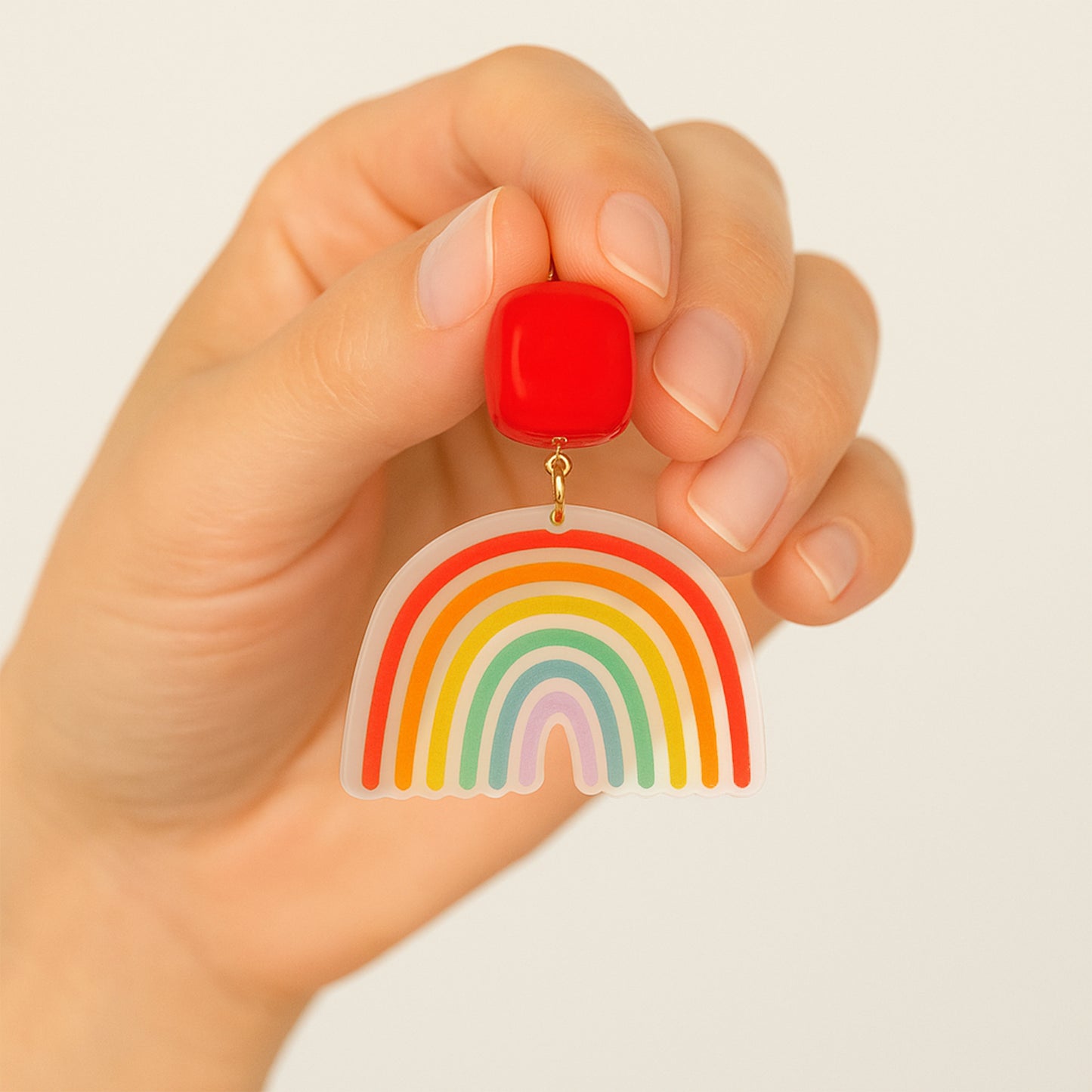 Rainbow Clip On Dangling Earrings