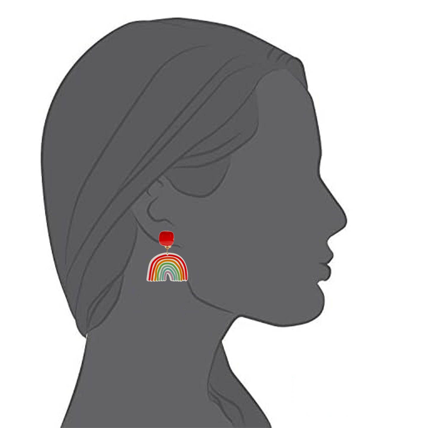 Rainbow Clip On Dangling Earrings