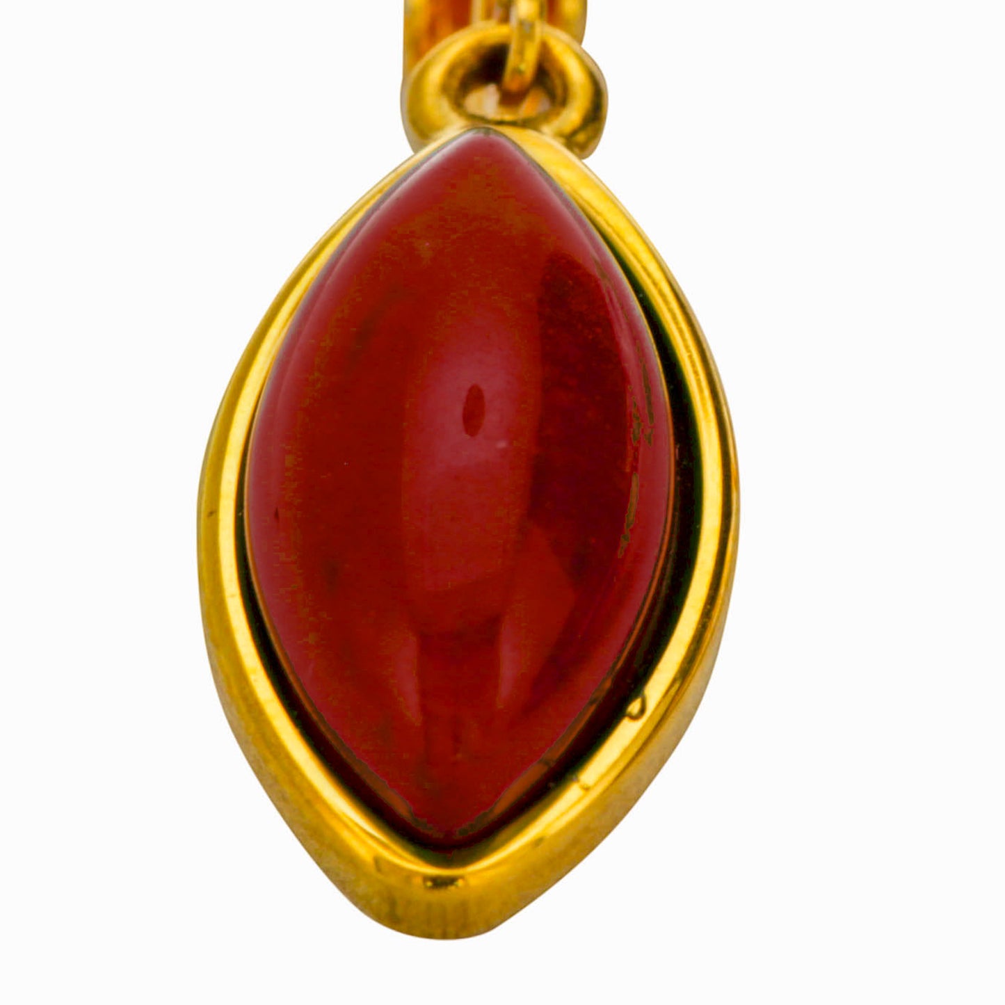 Gold Marquise Shaped Clip On Dangling Earrings