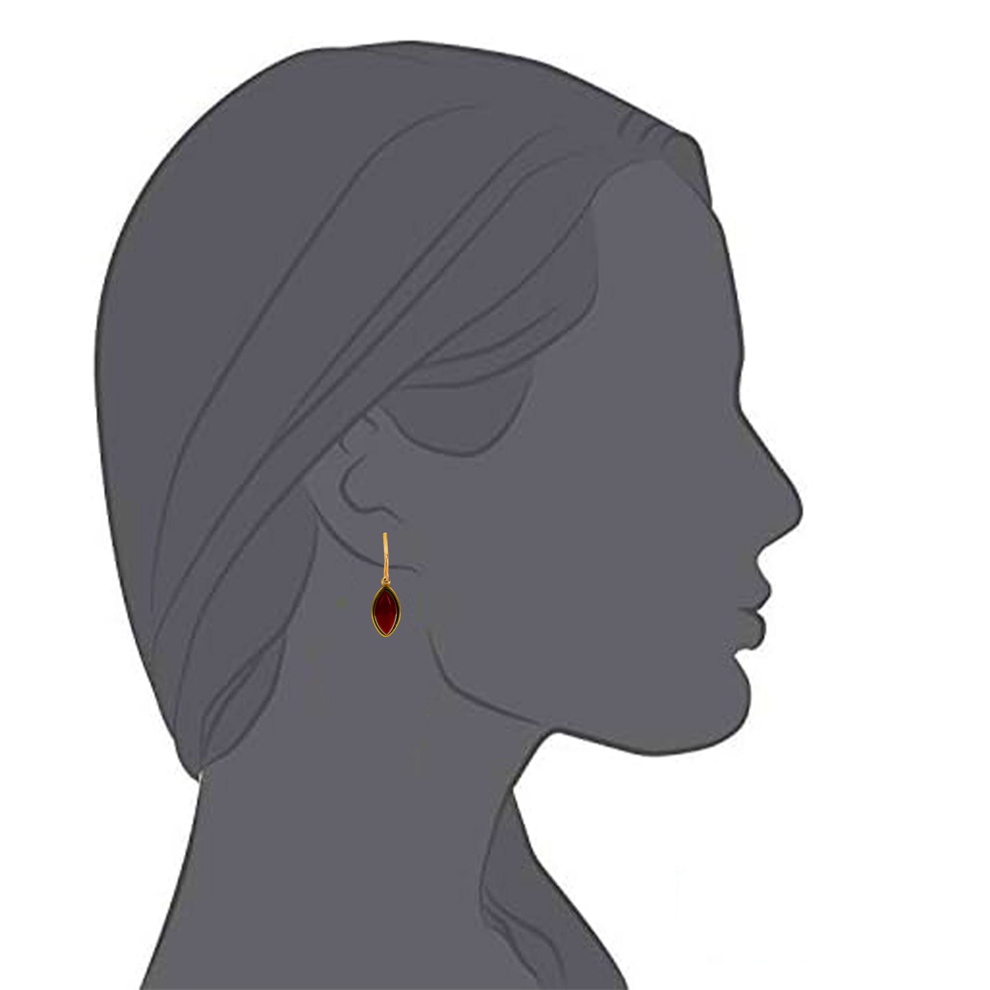 Gold Marquise Shaped Clip On Dangling Earrings