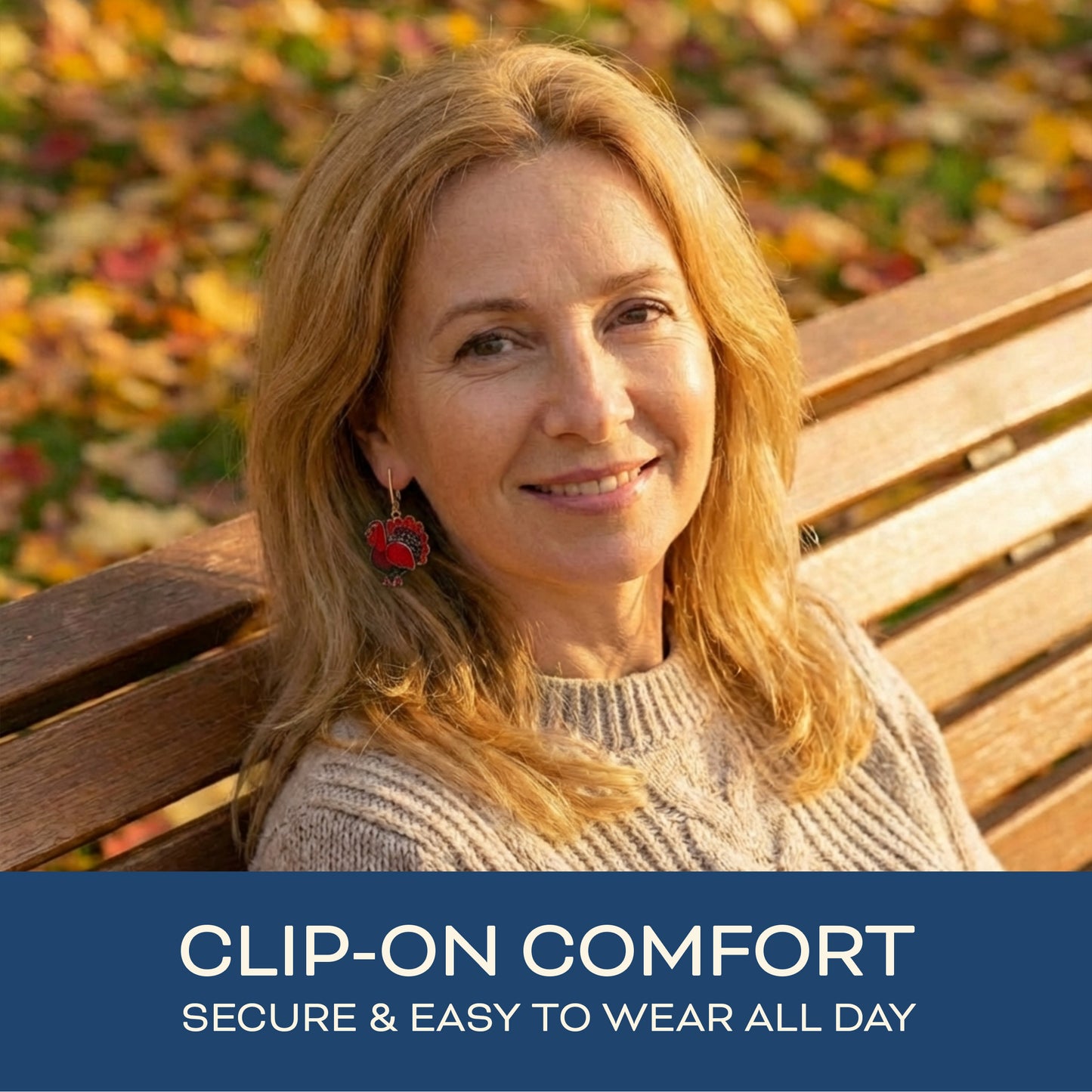 Red Turkey Gold Clip On Dangling Earrings