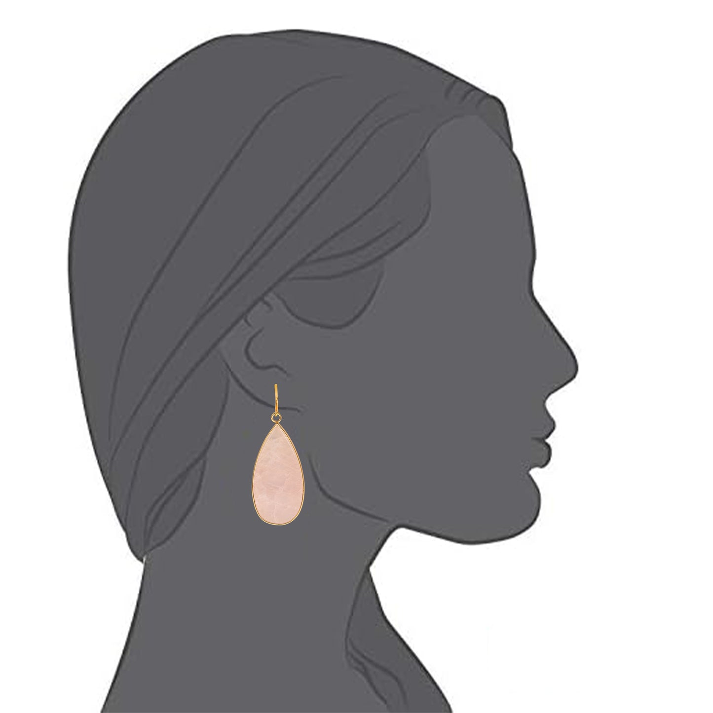 Gold Natural Stone Teardrop Clip On Dangling Earrings