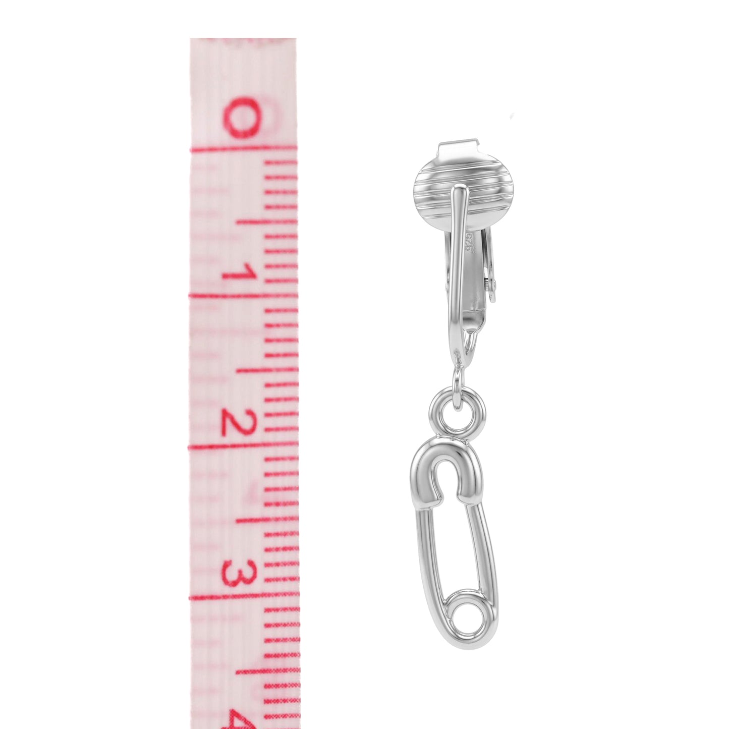 Silver Safety Pins Clip On Dangling Earrings