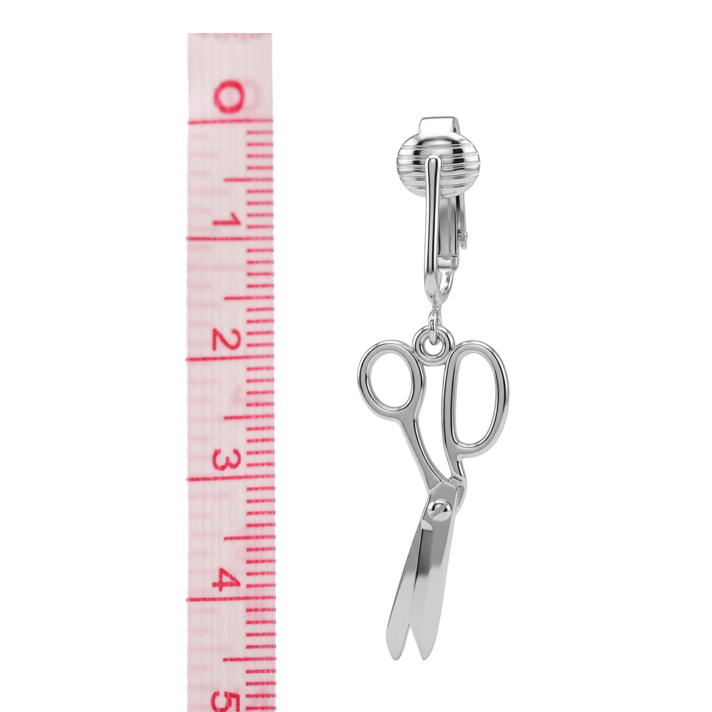Silver Scissors Clip On Dangling Earrings