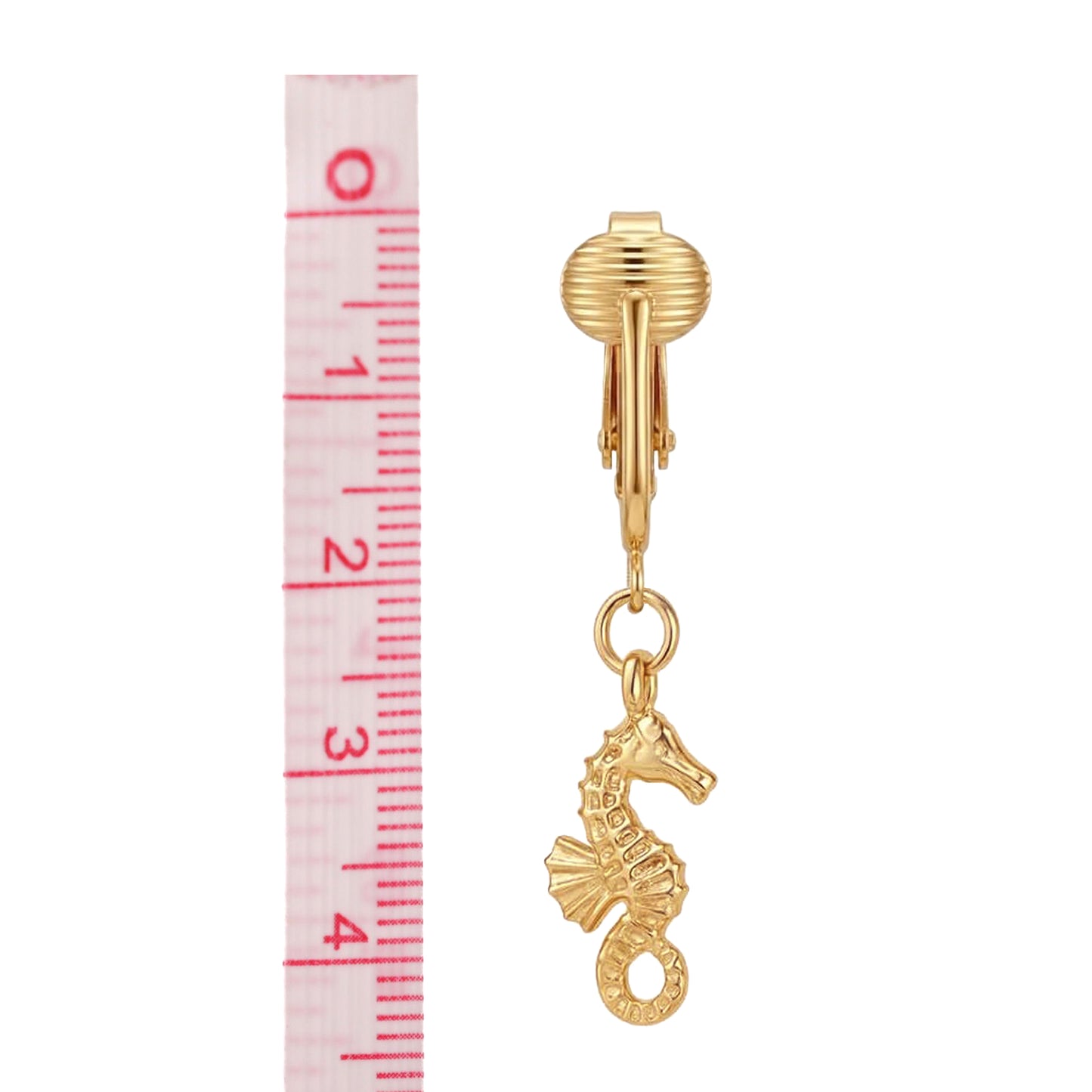 Gold Seahorses Clip On Dangling Earrings