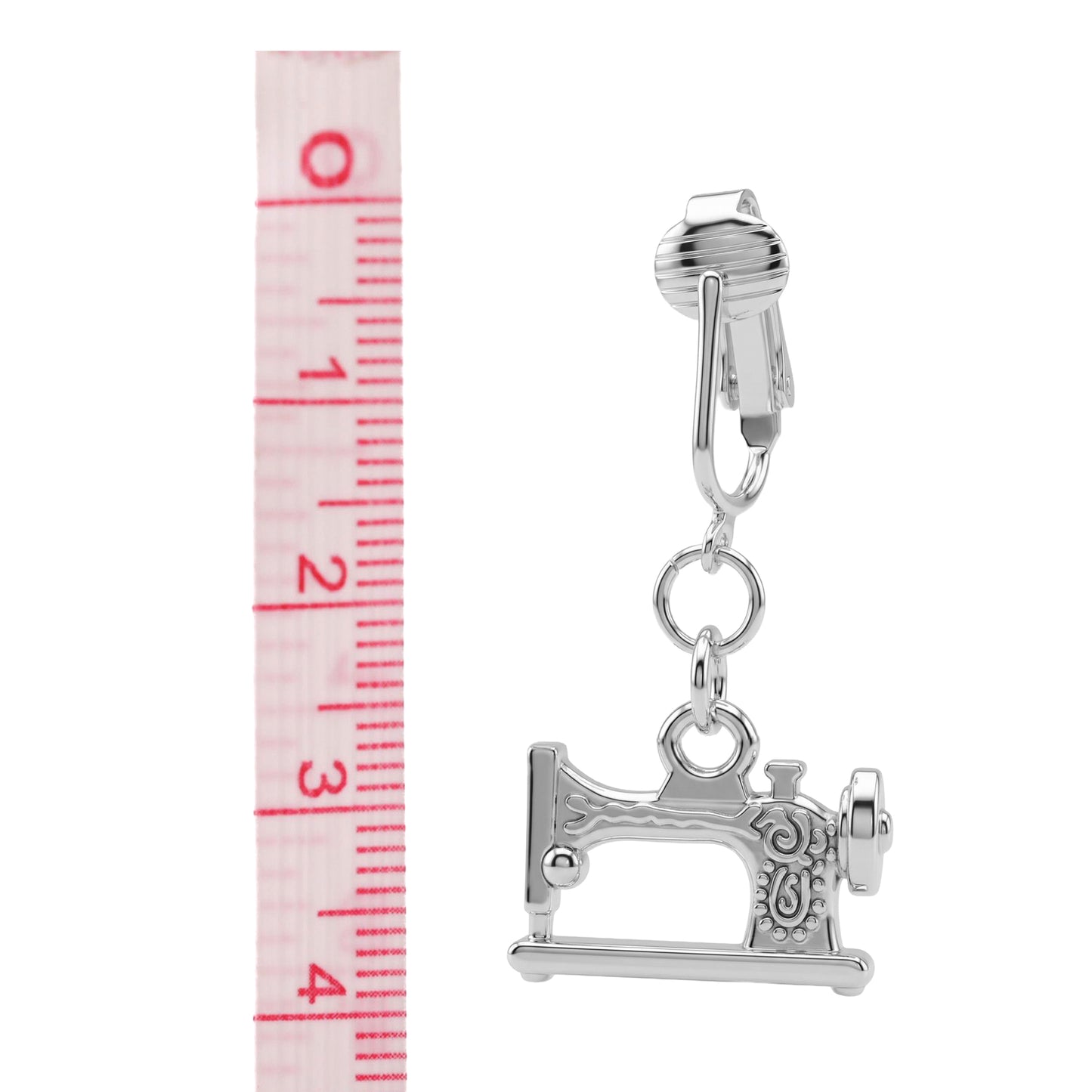 Silver Sewing Machine Clip On Dangling Earrings