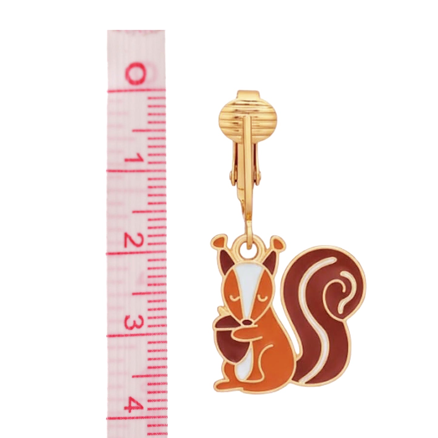 Gold Squirrels Clip On Dangling Earrings