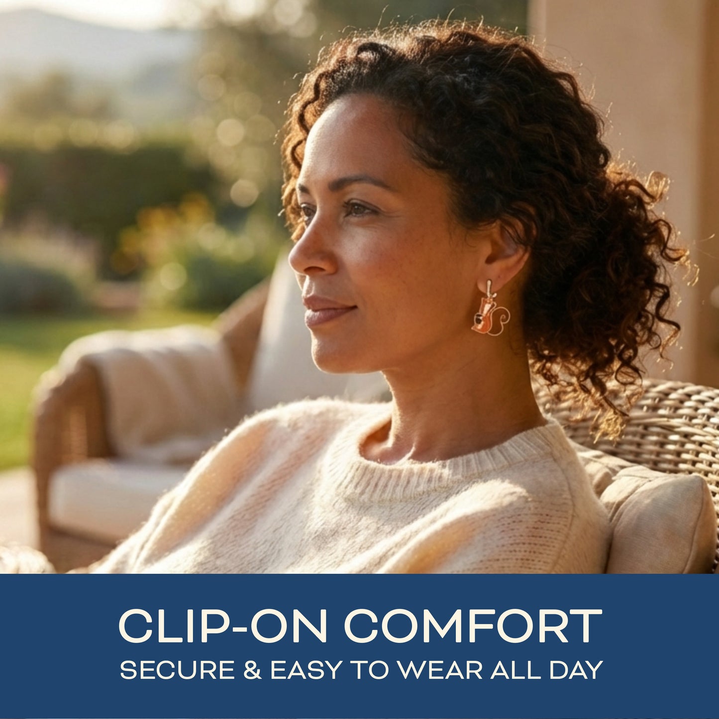 Gold Squirrels Clip On Dangling Earrings