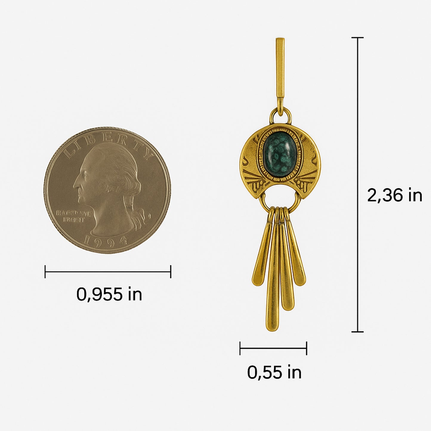 Gold Stone Tassels Clip On Dangling Earrings