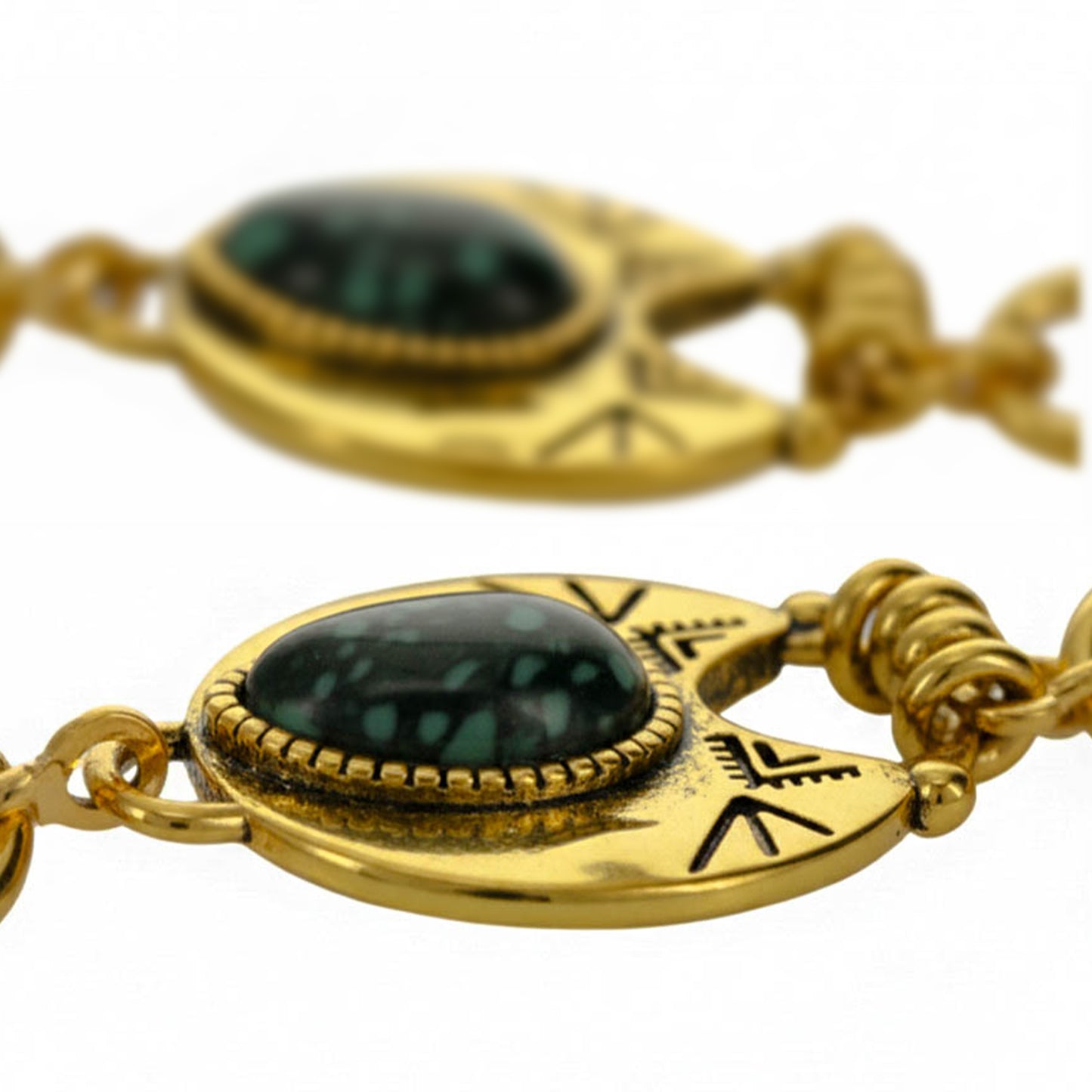 Gold Stone Tassels Clip On Dangling Earrings