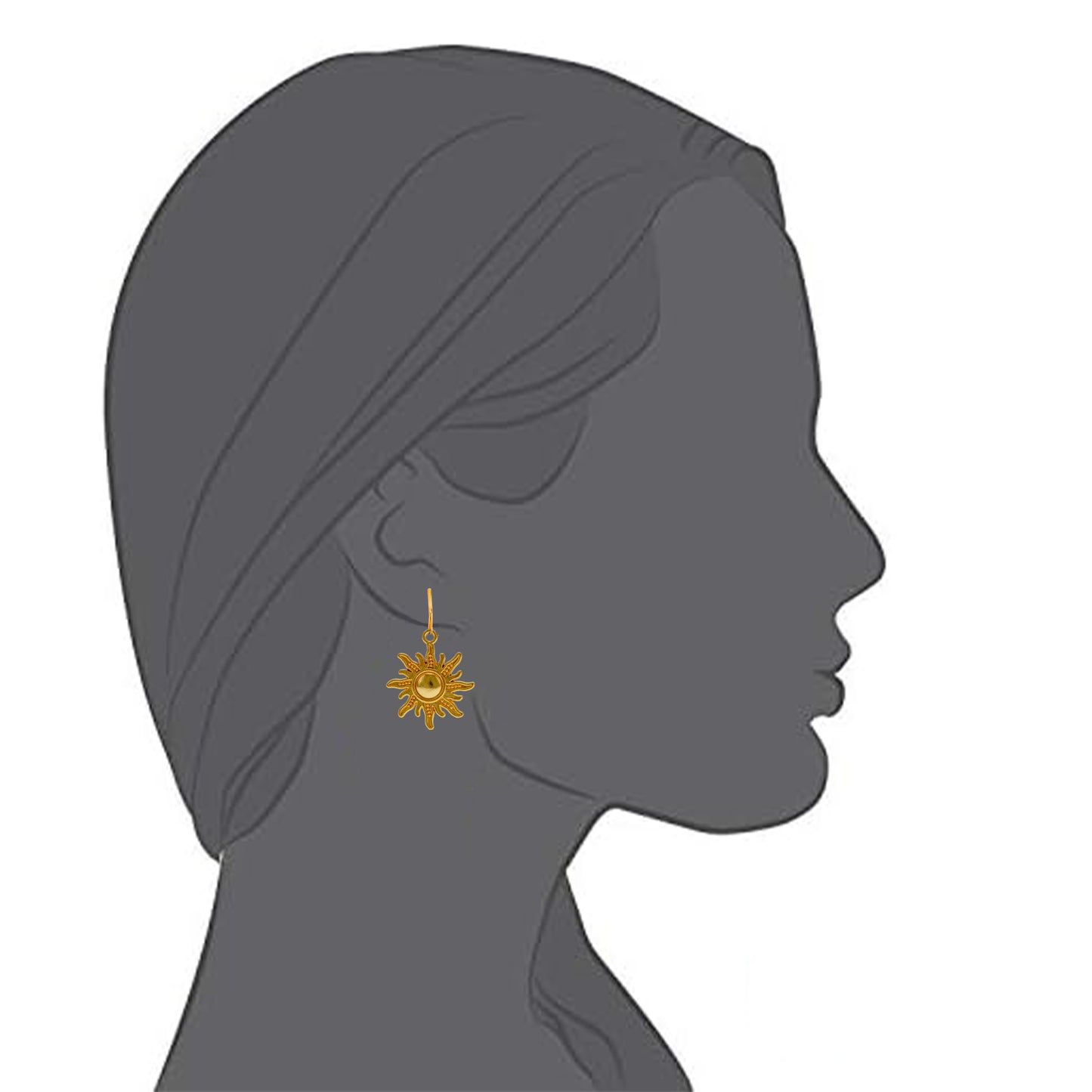 Gold Sun Clip On Dangling Earrings