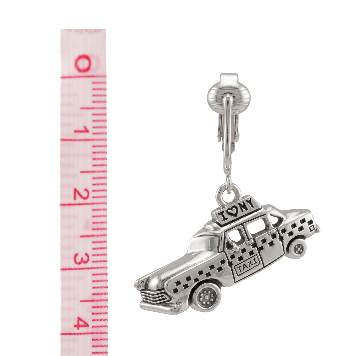 Silver Taxi Clip On Dangling Earrings