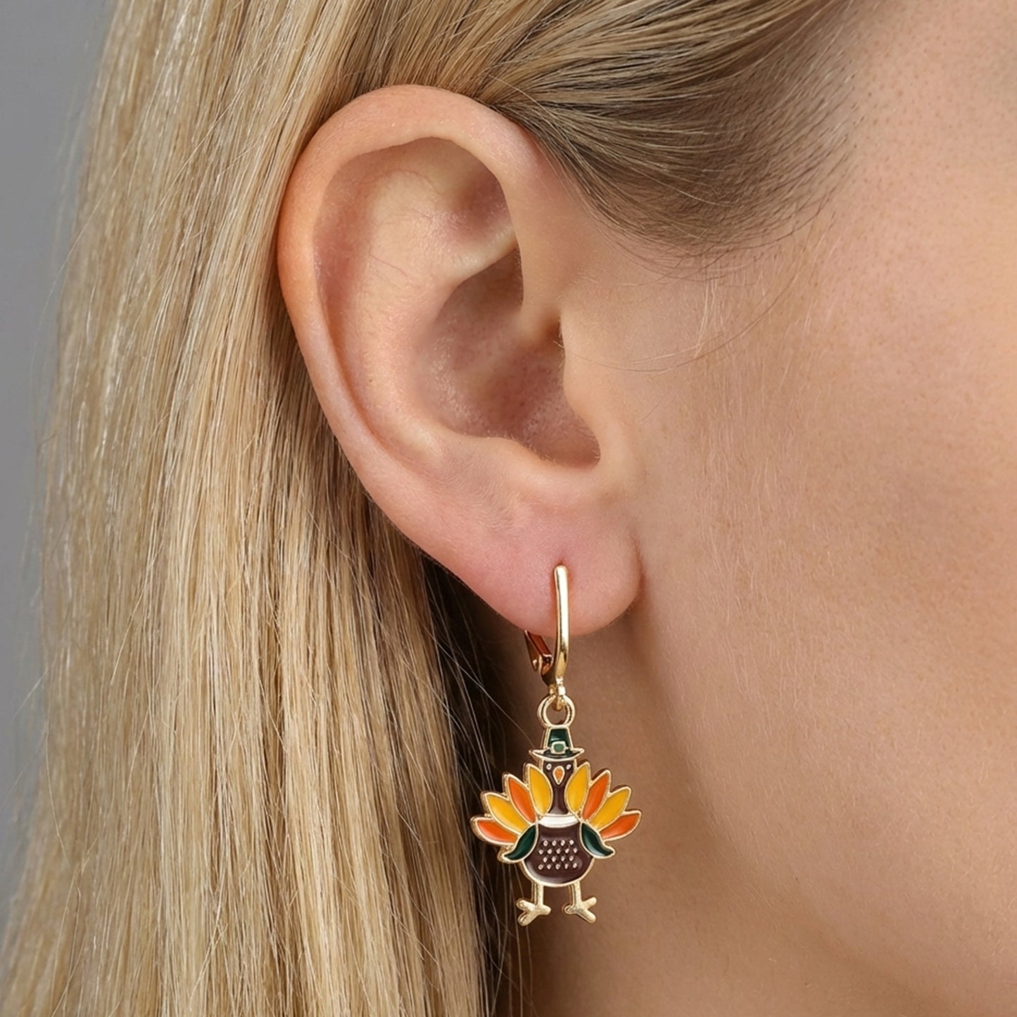 Turkey Gold Clip On Dangling Earrings