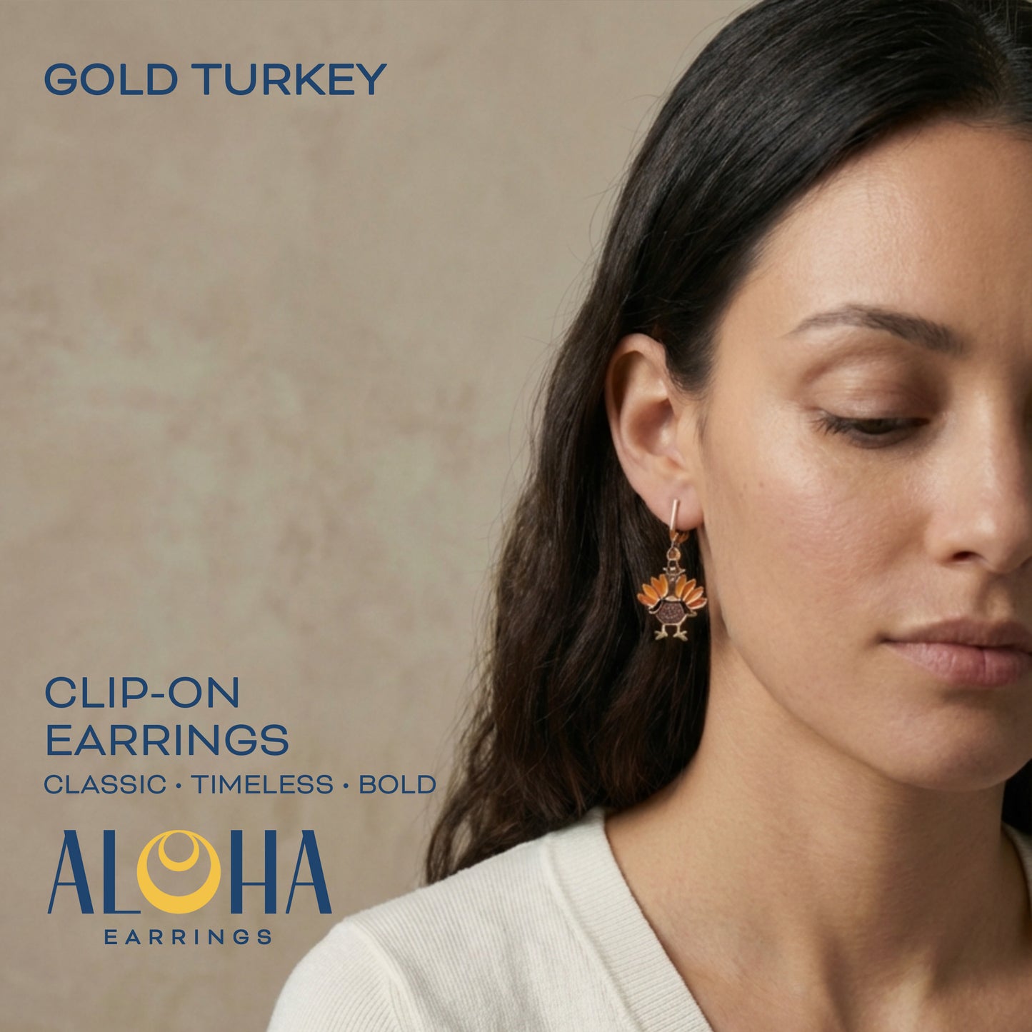 Turkey Gold Clip On Dangling Earrings