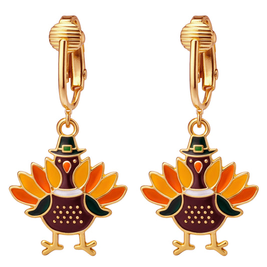 Turkey Gold Clip On Dangling Earrings
