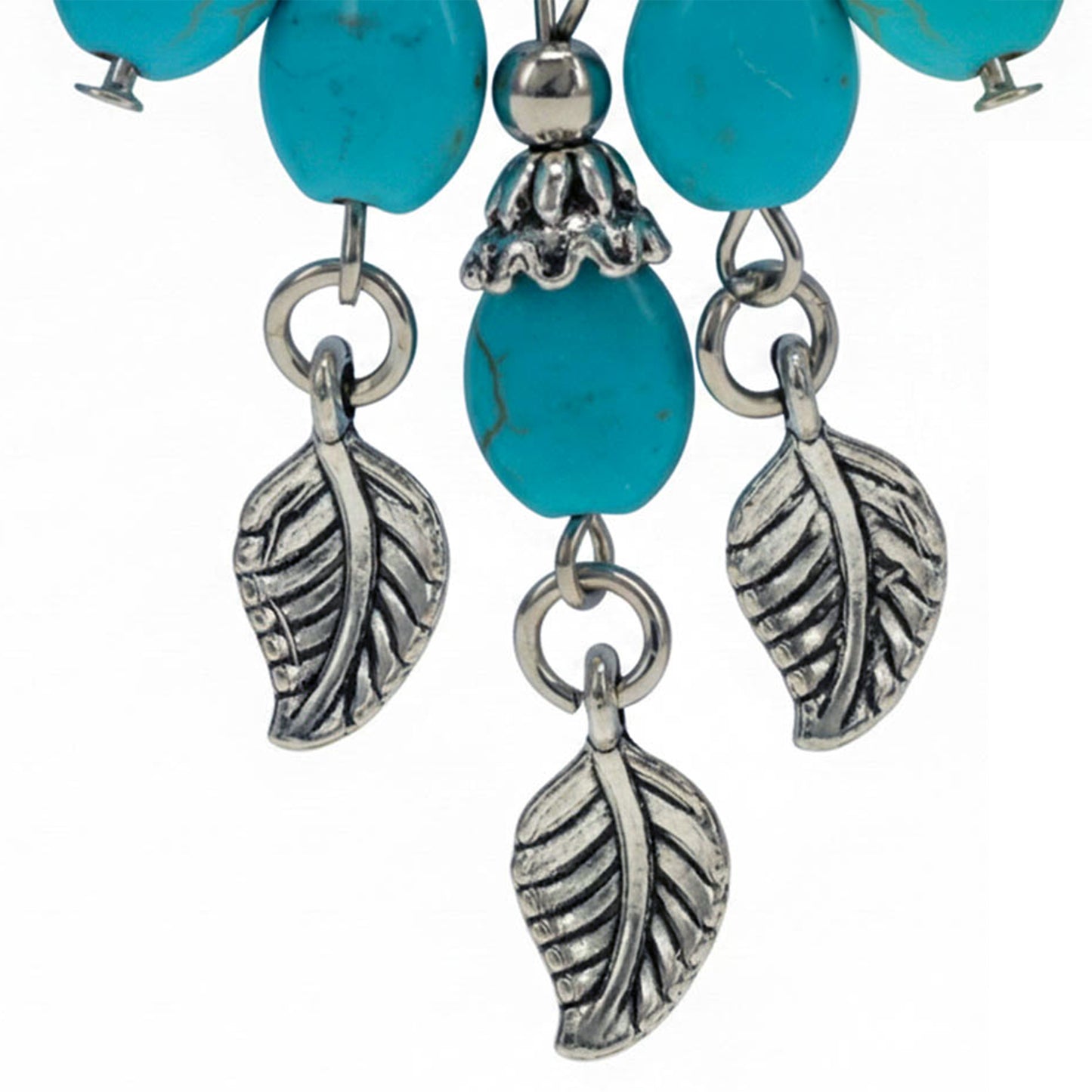 Silver Turquoise Chandelier Clip On Dangling Earrings