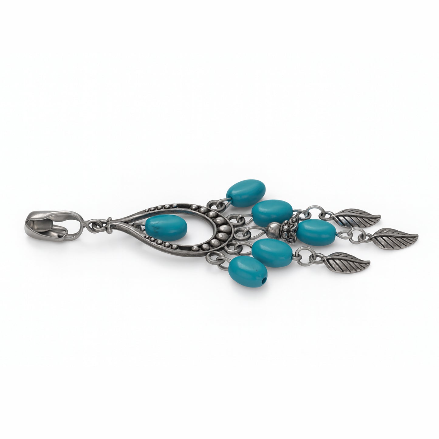 Silver Turquoise Chandelier Clip On Dangling Earrings