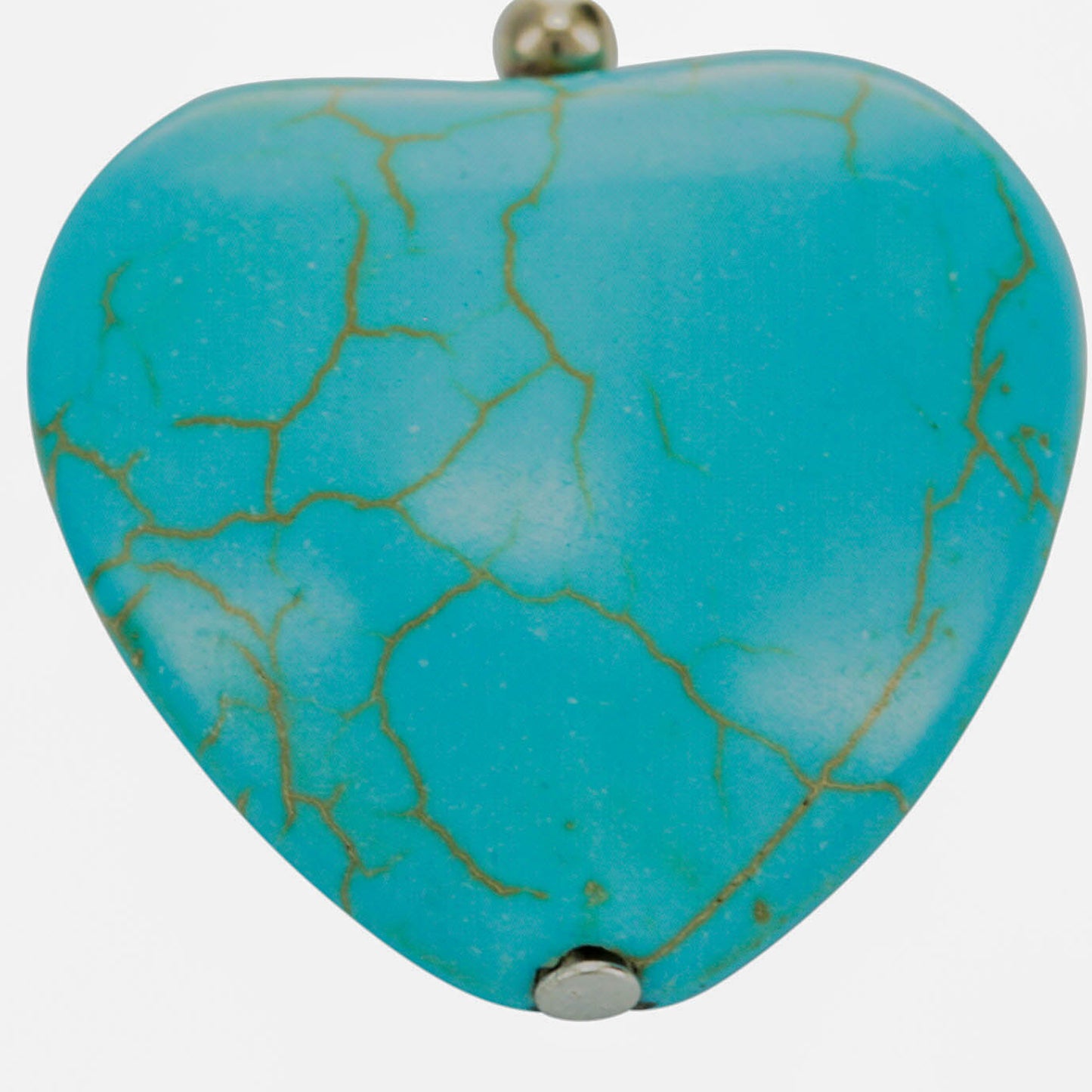 Silver Turquoise Heart Clip On Dangling Earrings