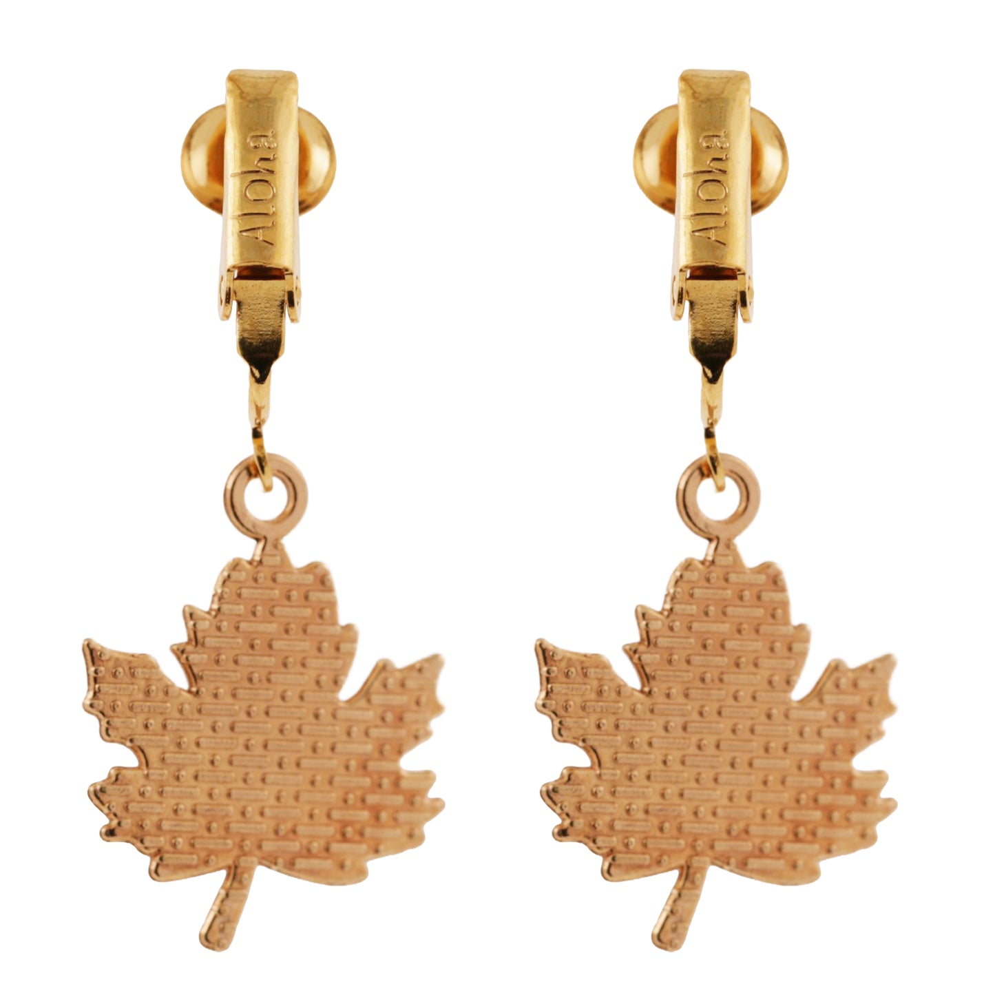 Yellow Leaves Gold Clip On Dangling Earrings