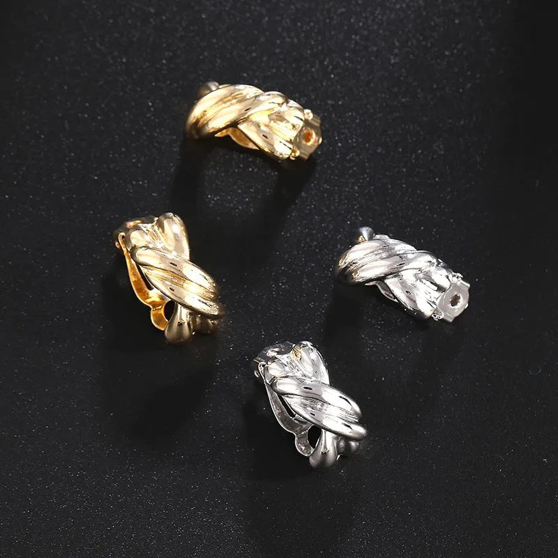 Silver Braided Clip On Stud Earrings