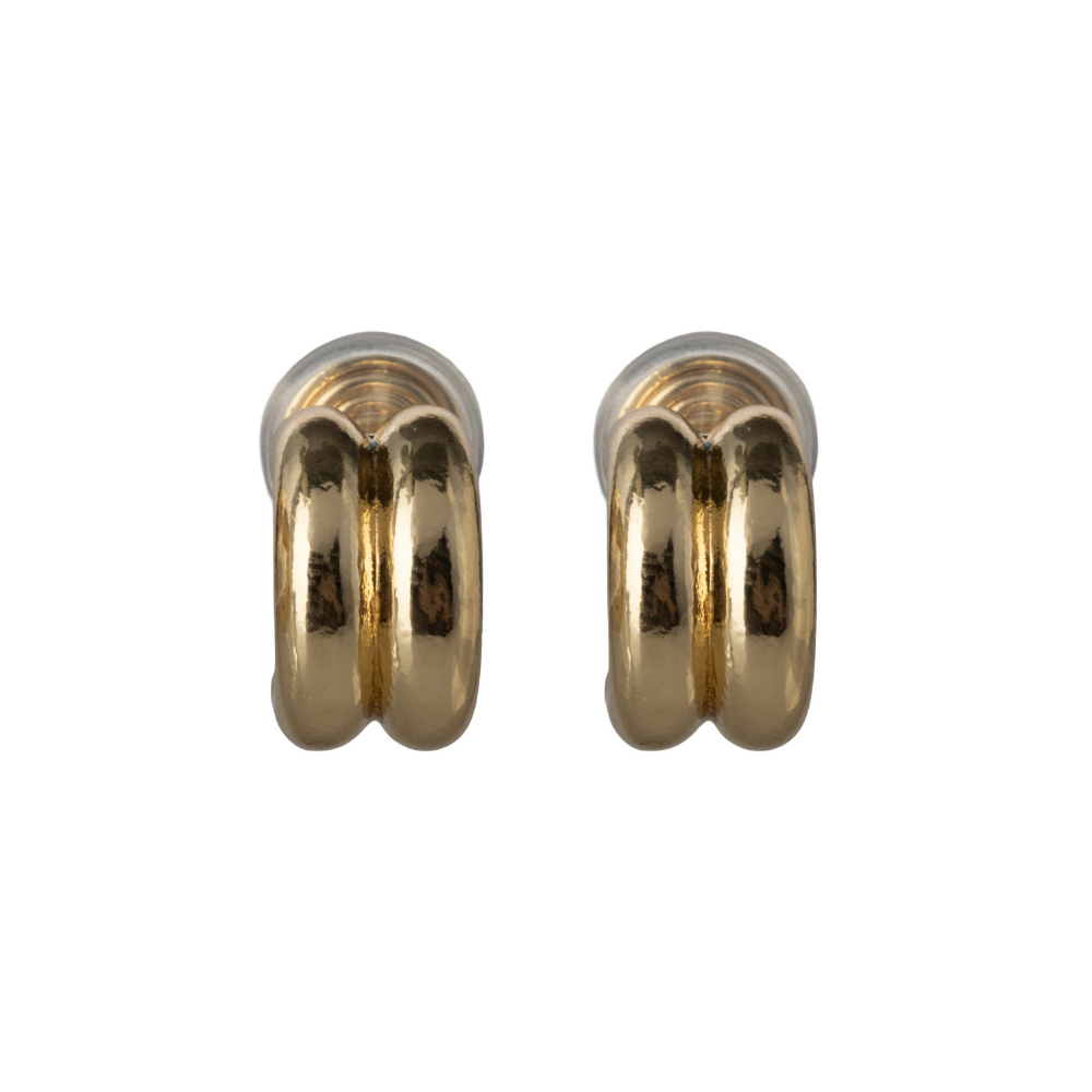 Gold Mosquito Coil Clip On Double Hoop Earrings