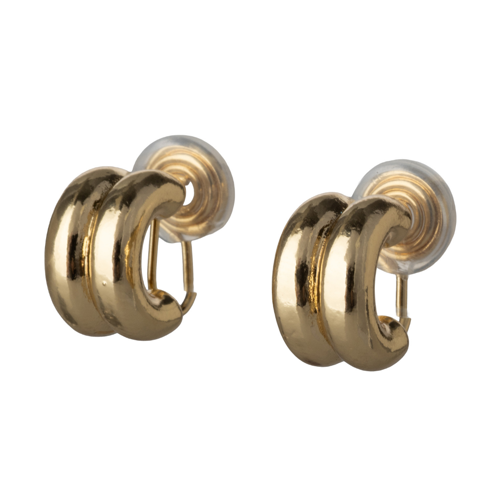 Gold Mosquito Coil Clip On Double Hoop Earrings