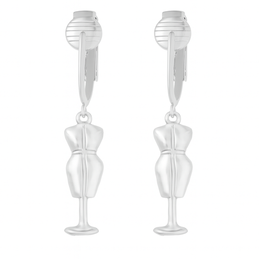 Silver Dress Forms Clip On Dangling Earrings