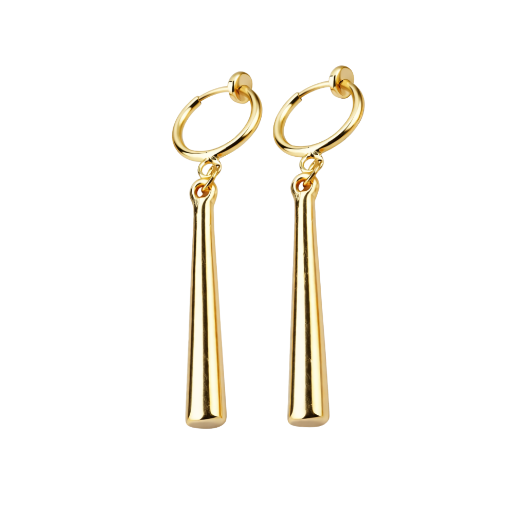 Clip On Non-Pierced Dangling Drop Hoop Earrings