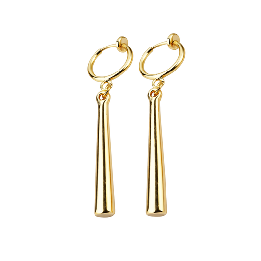 Clip On Non-Pierced Dangling Drop Hoop Earrings