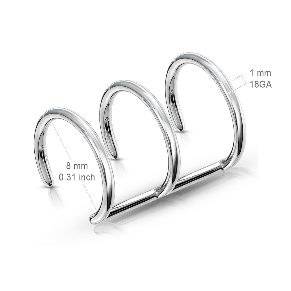 Triple Hoop Non-Piercing Cuff