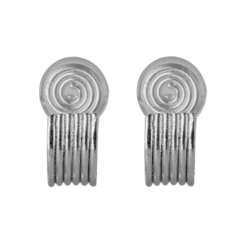 Silver Mosquito Coil Clip On Ribbed Hoop Earrings