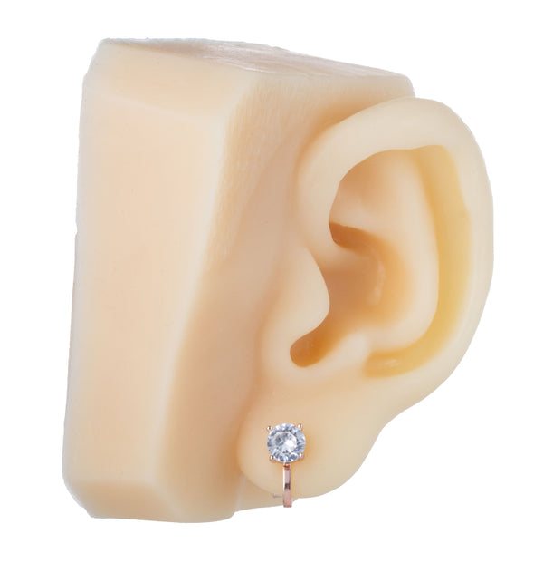 Prong Set CZ Crystal Clip On Stud Earrings