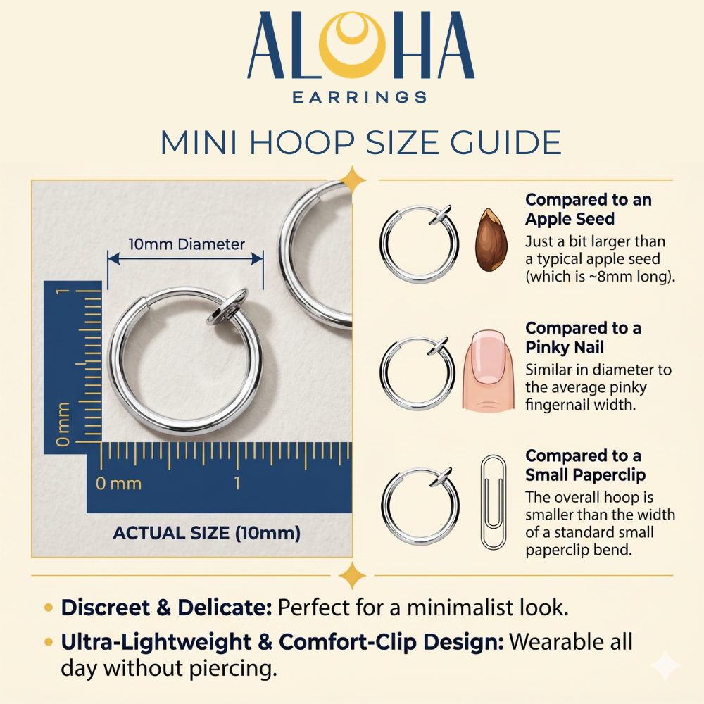 Mini Clip On Spring Hoop Earrings for Non-Pierced Ears