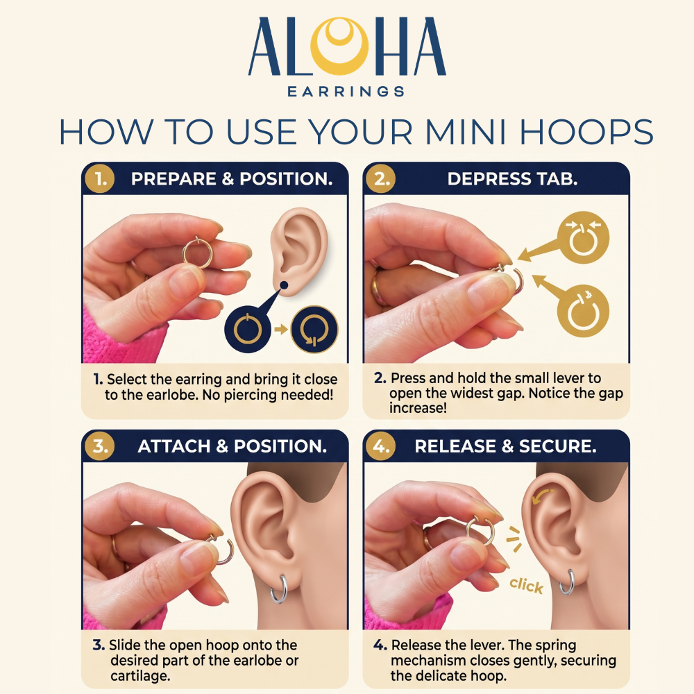 Mini Clip On Spring Hoop Earrings for Non-Pierced Ears