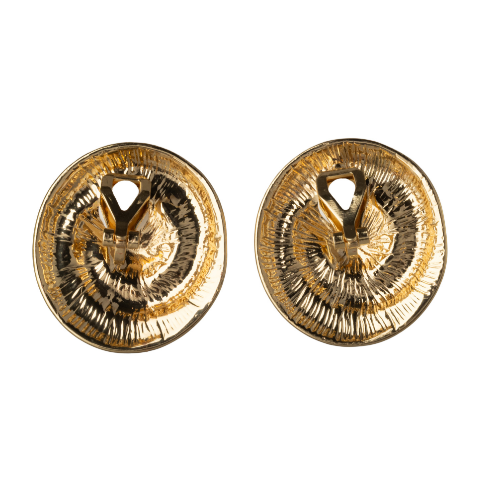 Gold Spiral Clip On Stud Earrings