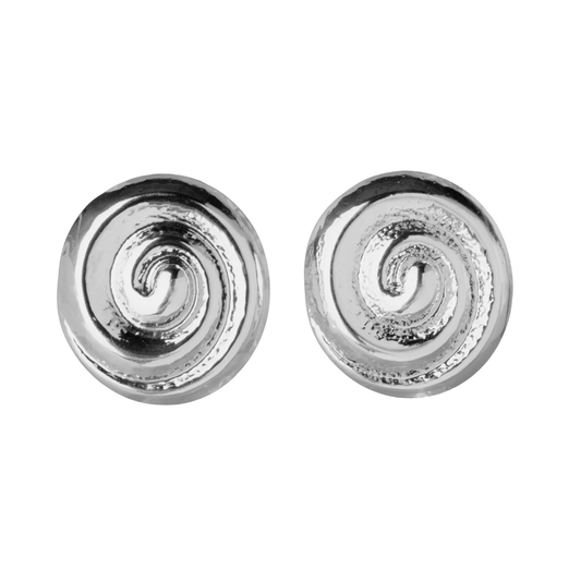 Silver Spiral Clip On Stud Earrings