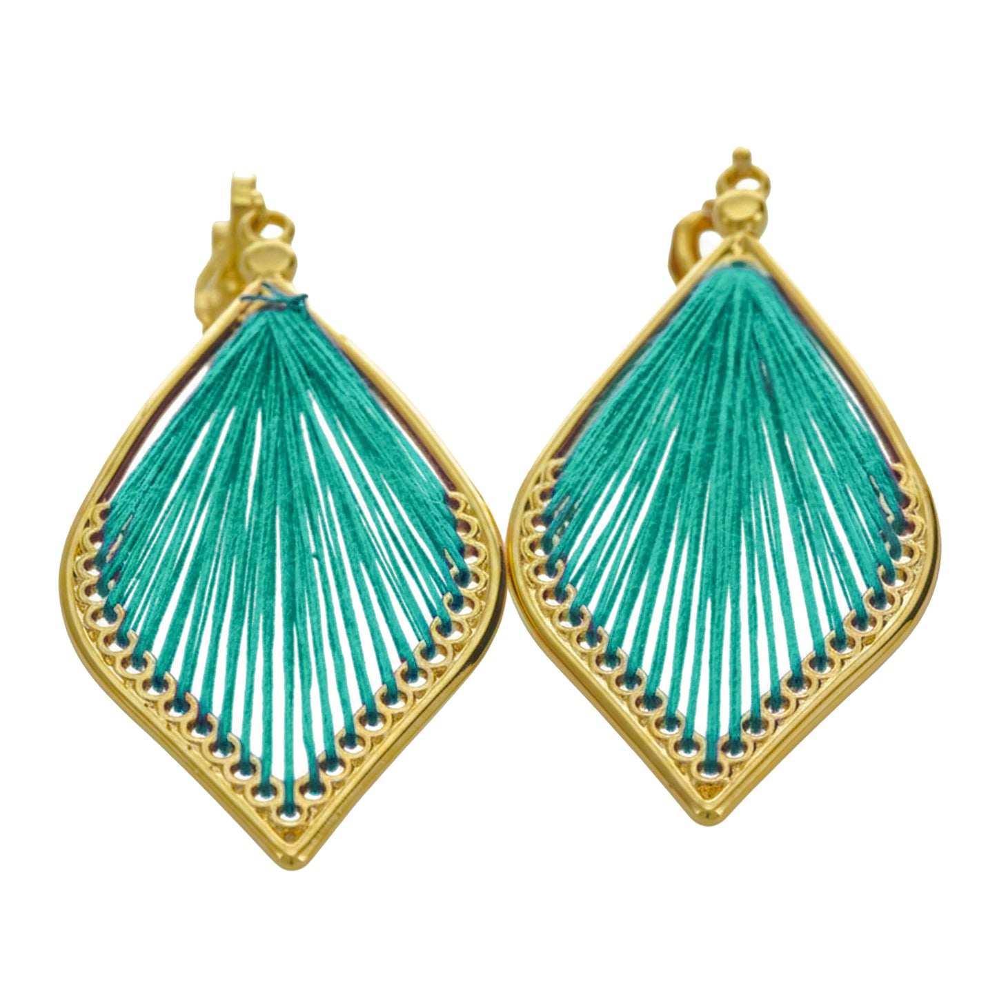 Gold Stringed Teardrop Clip On Dangling Earrings