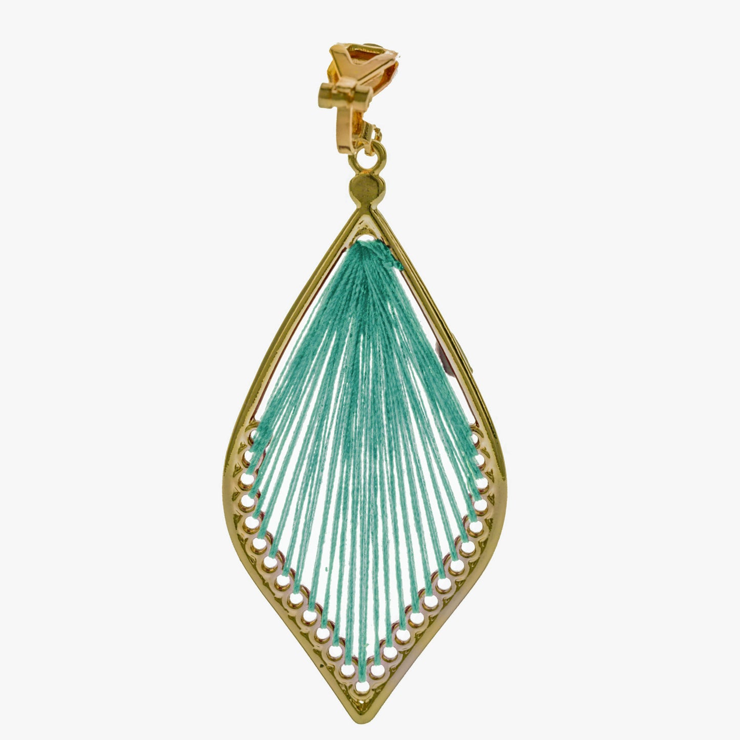 Gold Stringed Teardrop Clip On Dangling Earrings