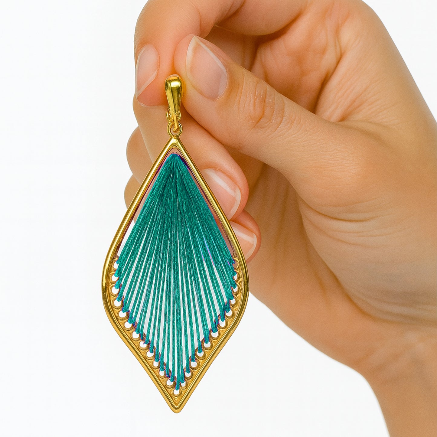 Gold Stringed Teardrop Clip On Dangling Earrings