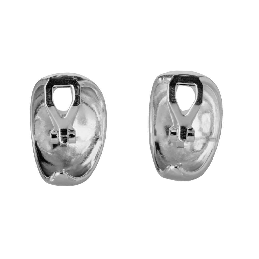 Silver Thick Polished Clip On Hoop Earrings