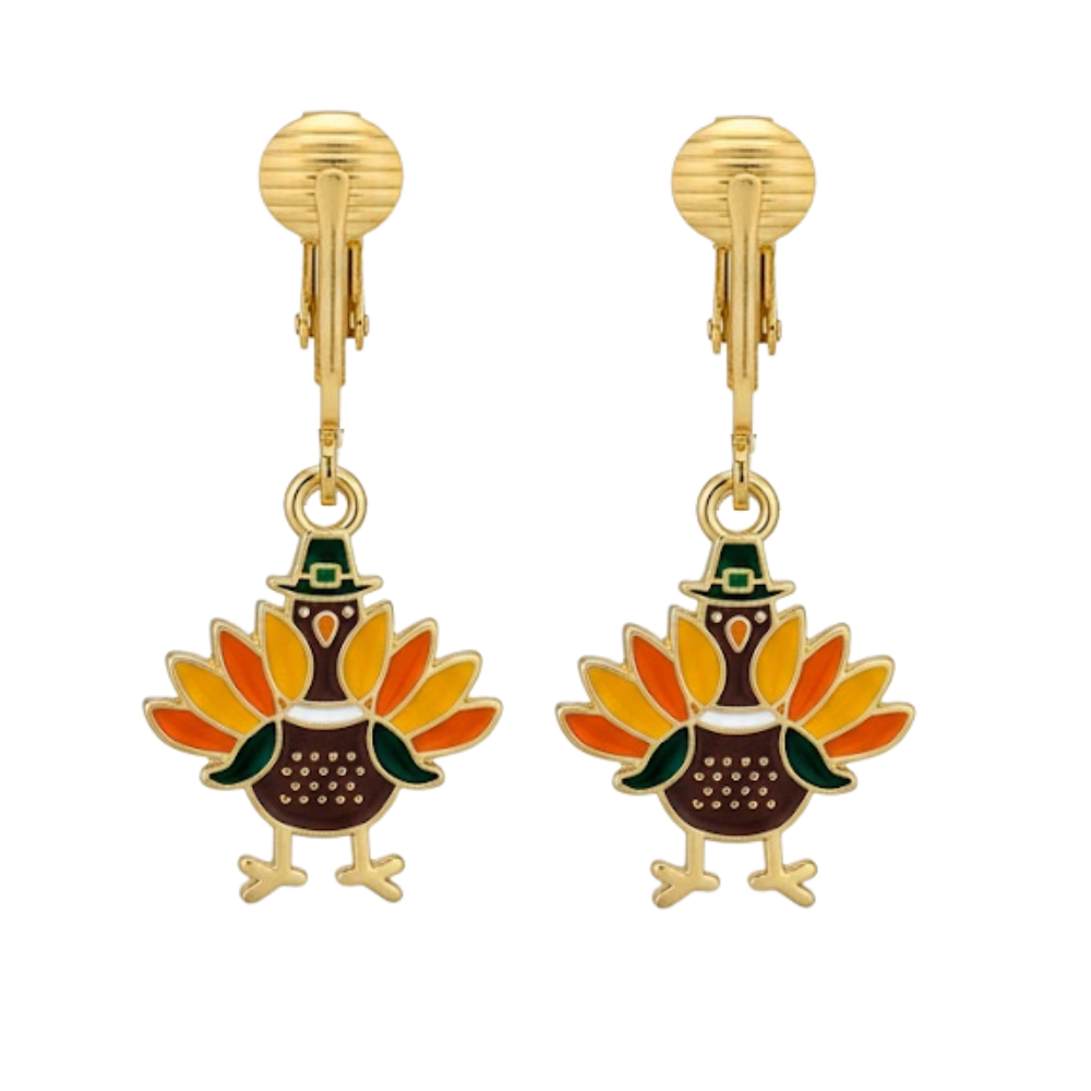 Turkey Gold Clip On Dangling Earrings
