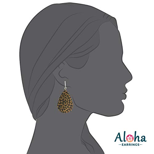Aloha Earrings Faux Leather Clip Earrings Teardrop Leaf Earrings for Women-Lightweight, Colorful Clipons, Trendy Drop