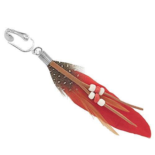 Aloha Earrings-Clip On Real Feather Earrings-Dangle Clip On Earrings Tassel Long Clip Earrings Bohemian