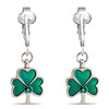 Green Lucky Clover Clip Earrings for Women, Irish Clip Earrings, Festive St Patrick's Day Earrings