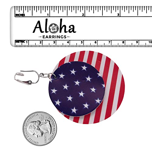 Aloha Earrings American Flag Clip Earrings-USA Flag Clip Earrings-Star Clip Earrings-Fourth 4th of July Clip Earrings