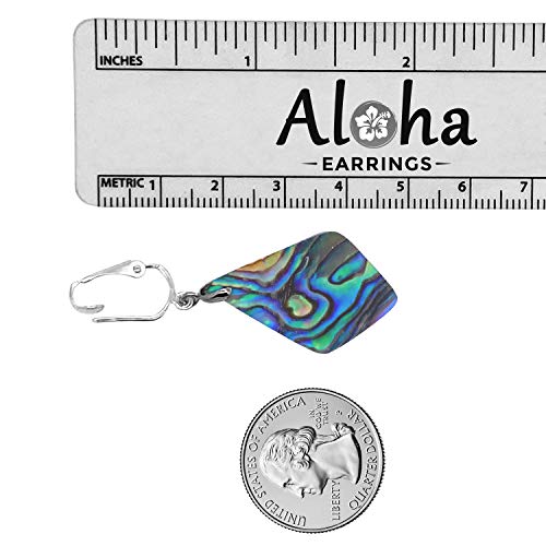 Aloha Earrings Tahitian-Style Abalone Paua Shell Clip On Earrings-Mother of Pearl Shells Authentic Ocean Romantic Shells Holiday, Authentic