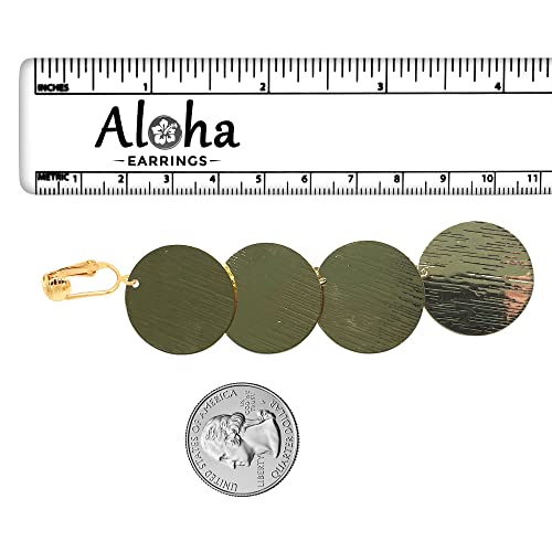 Gold Four Circles Clip On Dangling Earrings