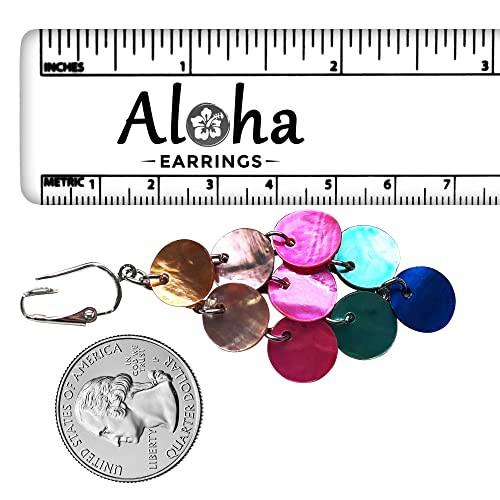 Aloha Earrings Tahitian-Style Abalone Paua Shell Clip On Earrings-Mother of Pearl Shells Authentic Ocean Romantic Shells Holiday, Authentic