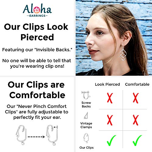 Aloha Earrings Tahitian-Style Abalone Paua Shell Clip On Earrings-Mother of Pearl Shells Authentic Ocean Romantic Shells Holiday, Authentic