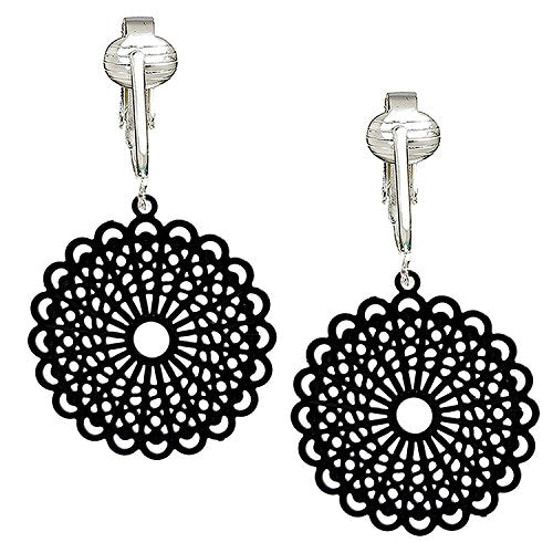 Aloha Earrings - Victorian Filigree Clip On Earrings for Women - Non Pierced Dangle Fashion Jewelry